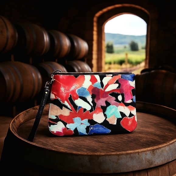 Lodis Handbags - NWOT LODIS GLAZED LEATHER WATERCOLOR PATTERN WRISTLET